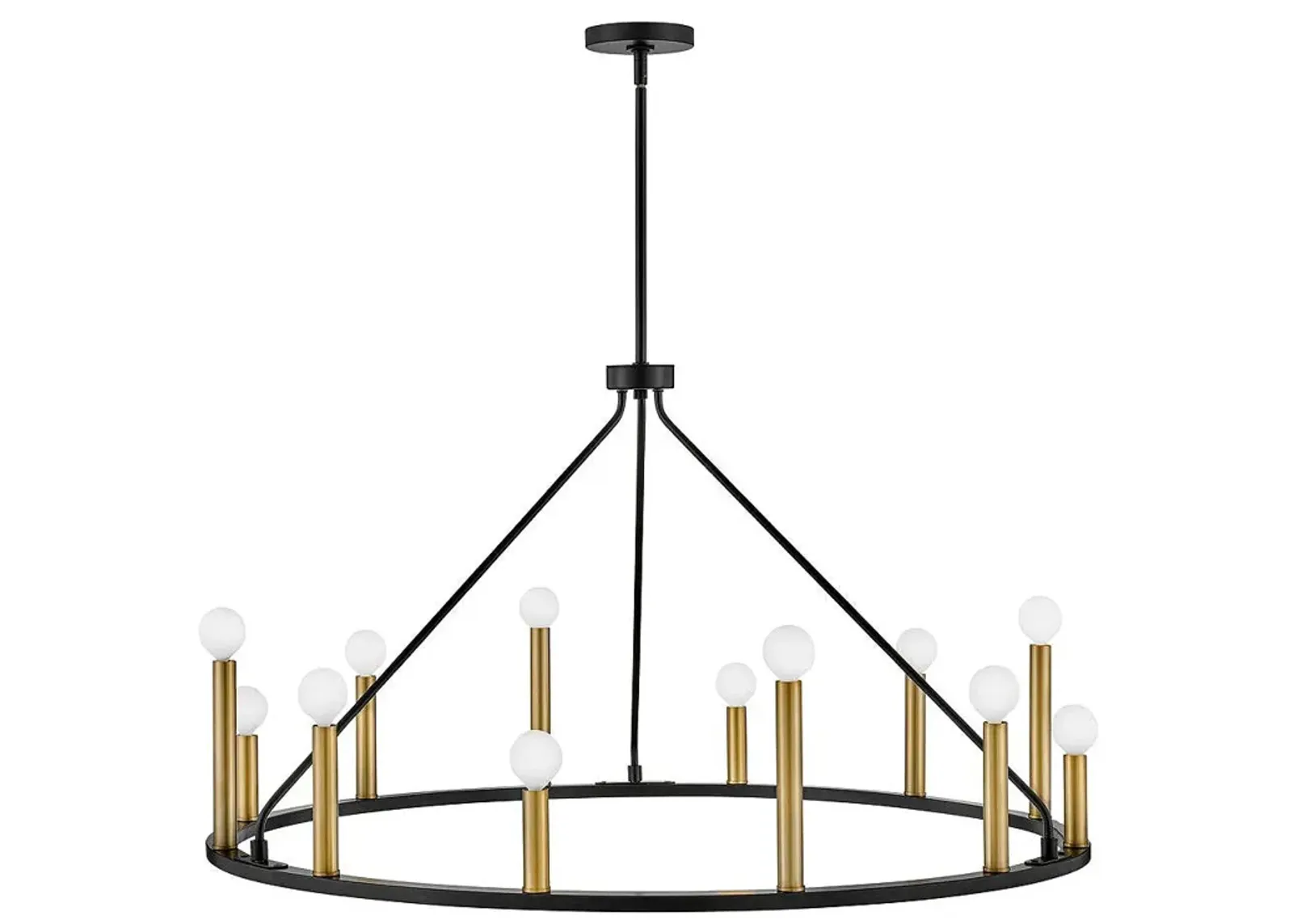 Lazlo38" Wide Black Metal 12-Light Ring Chandelier