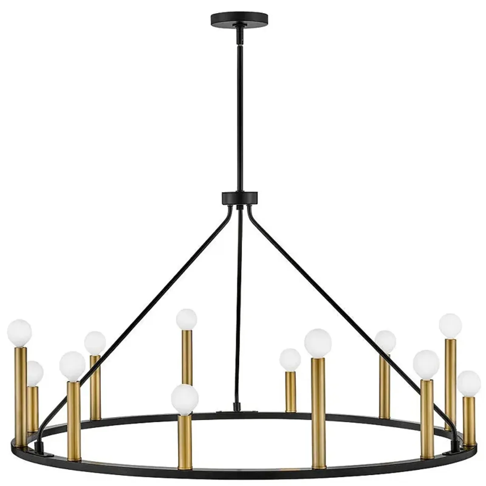 Lazlo38" Wide Black Metal 12-Light Ring Chandelier