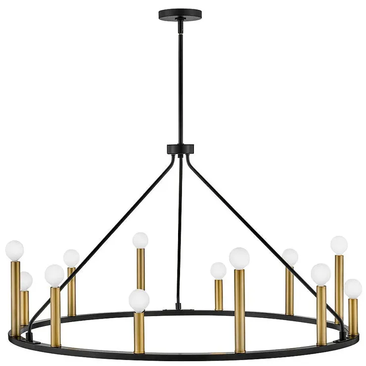 Lazlo38" Wide Black Metal 12-Light Ring Chandelier