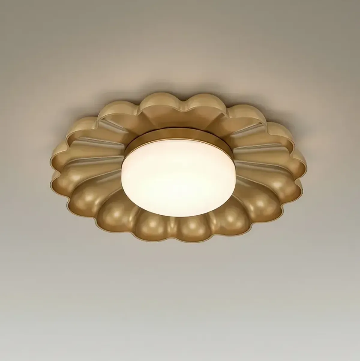 Possini Euro Braum 14" Wide Brass LED Flower Petal Ceiling Light