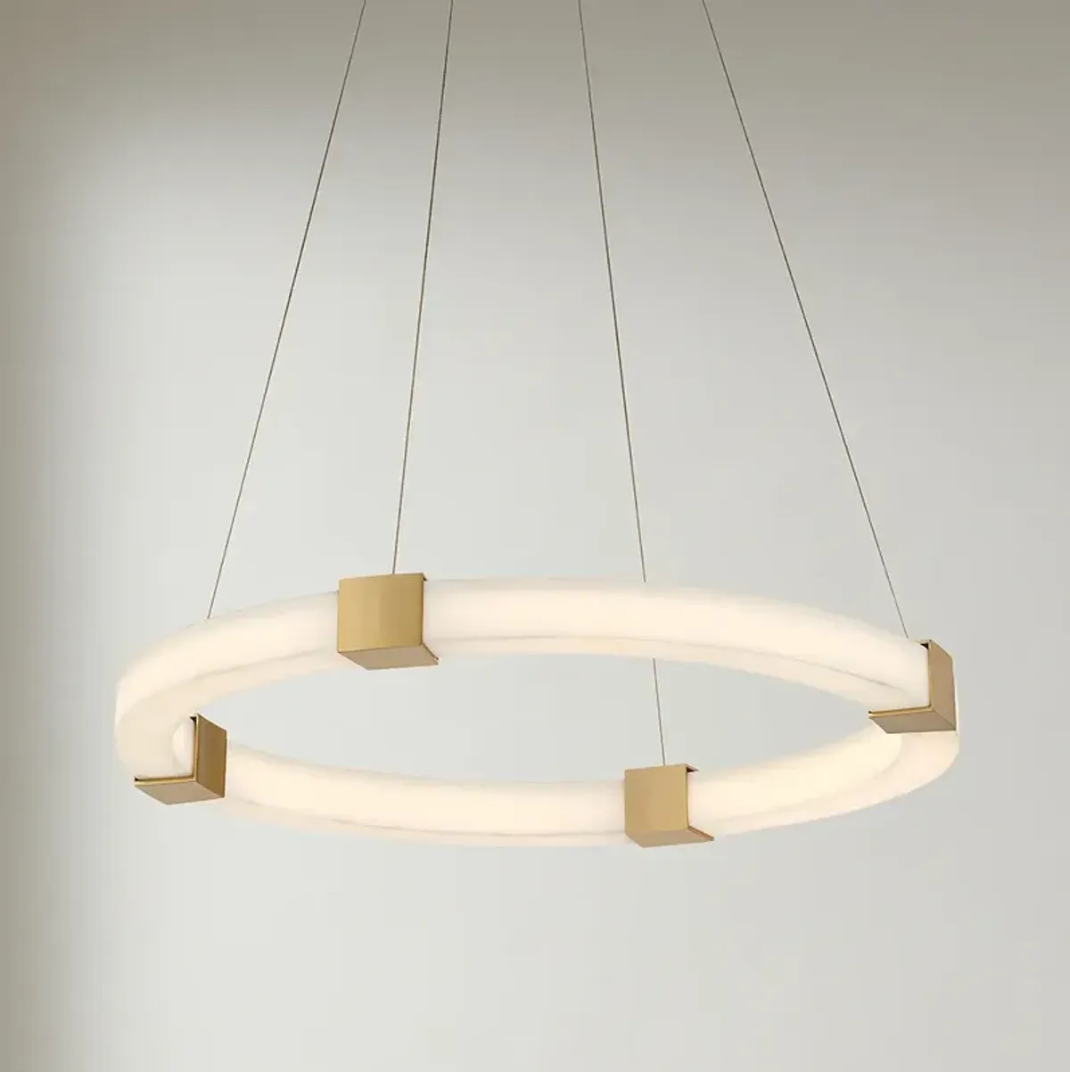 Possini Euro Talno 24"W Gold and Faux Alabaster LED Ring Chandelier