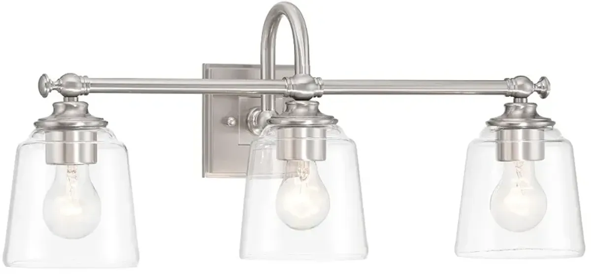 Antonia 25 1/4"W Brushed Nickel 3-Light Vanity Bath Light