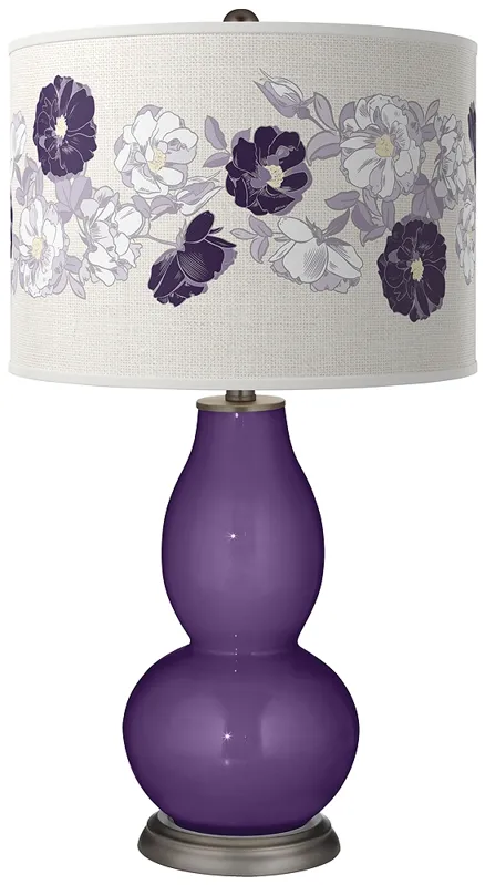 Color Plus Double Gourd 29 1/2" Rose Bouquet Acai Purple Table Lamp