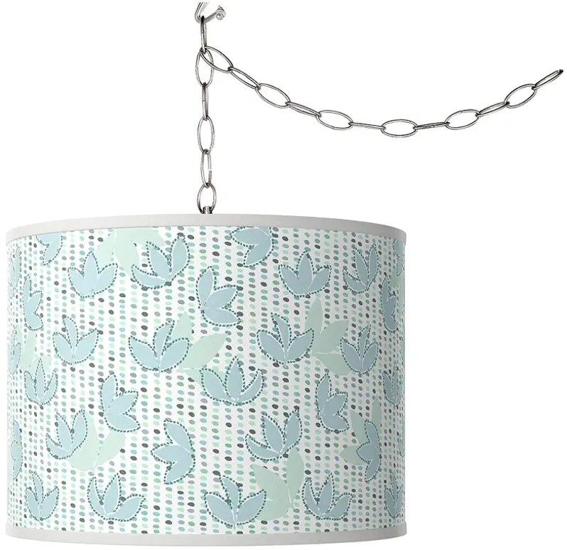 Swag Style Spring Giclee Shade Plug-In Chandelier