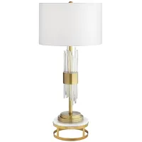 Possini Euro Aloise 31 1/4" Modern Brass Glass Lamp with Brass Riser