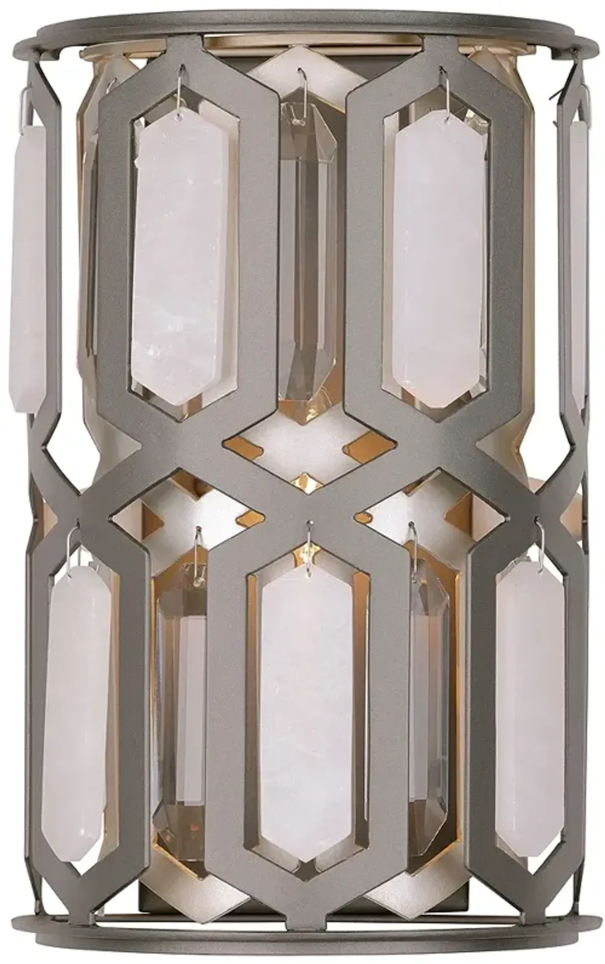 Minka Lavery Hexly 1-Light  12-in Bronze and Silver Wall Sconce with Shade