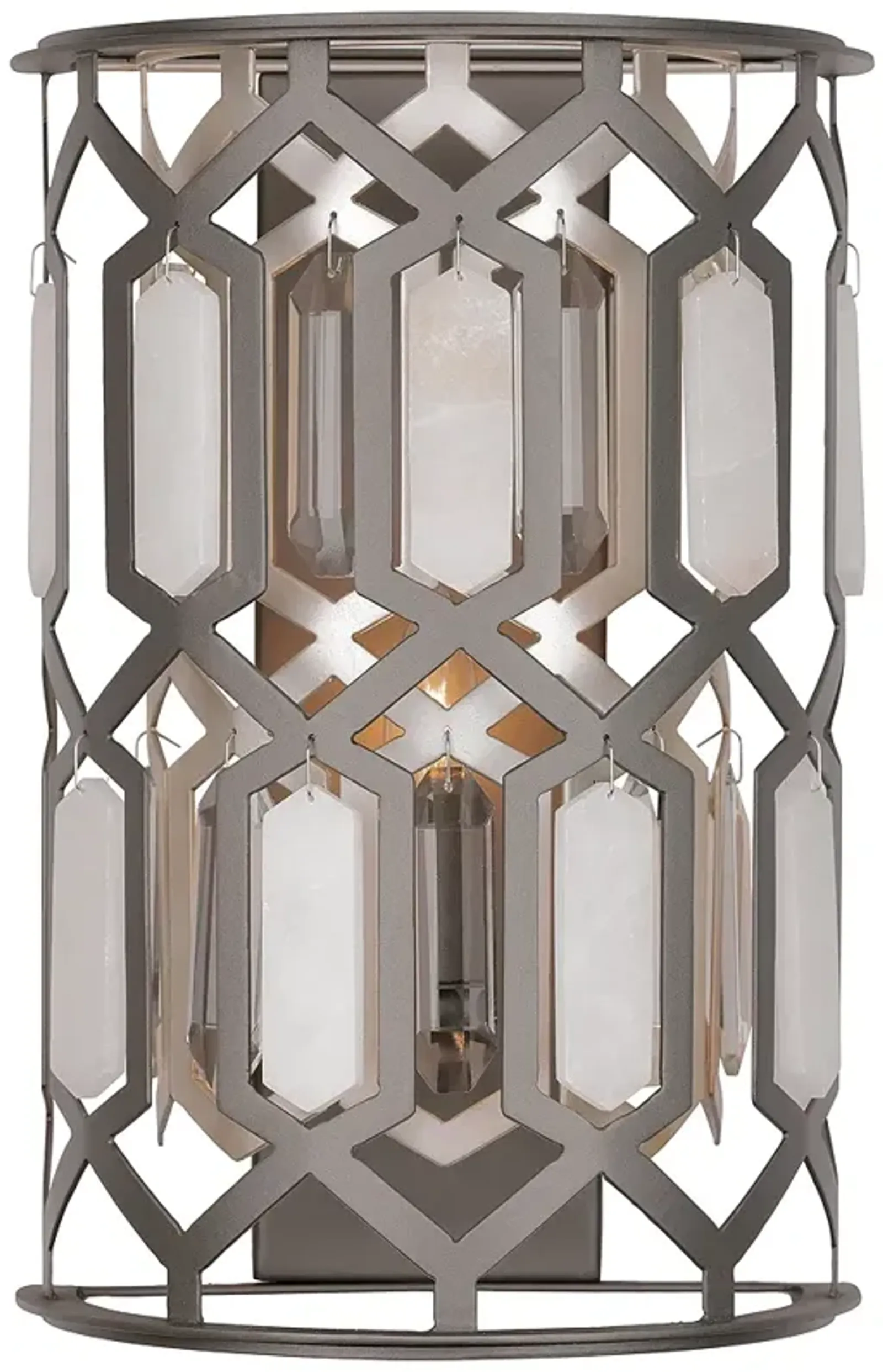 Minka Lavery Hexly 1-Light 16-in Bronze and Silver Wall Sconce with Shade