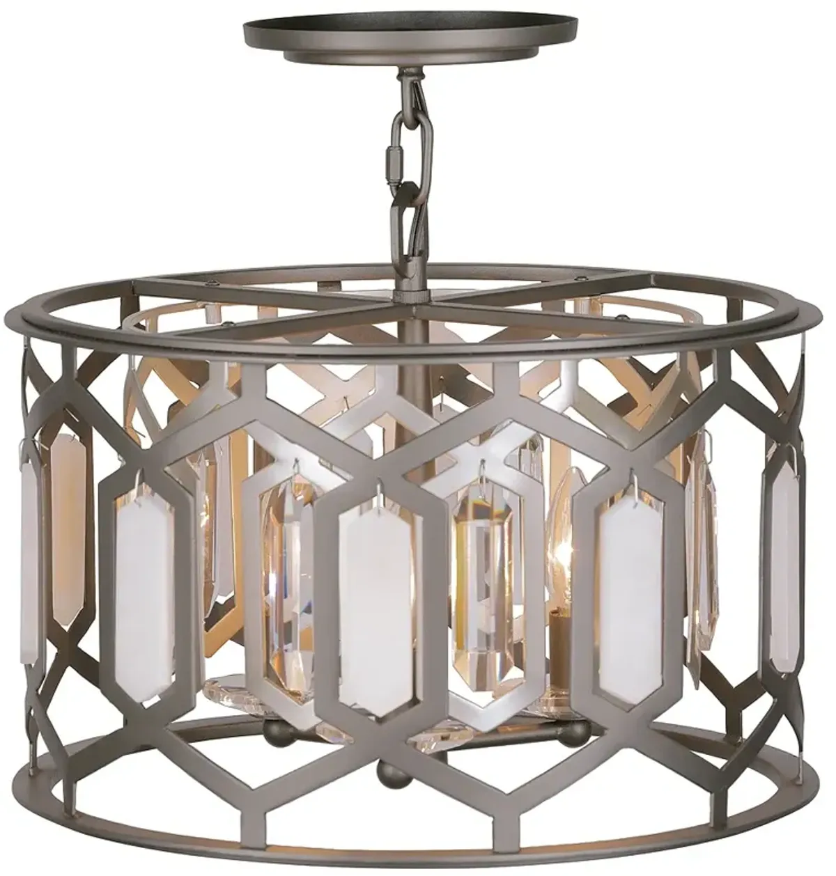 Minka-Lavery Hexly 3-Light Bronze and Sultry Silver Semi-Flush Mount