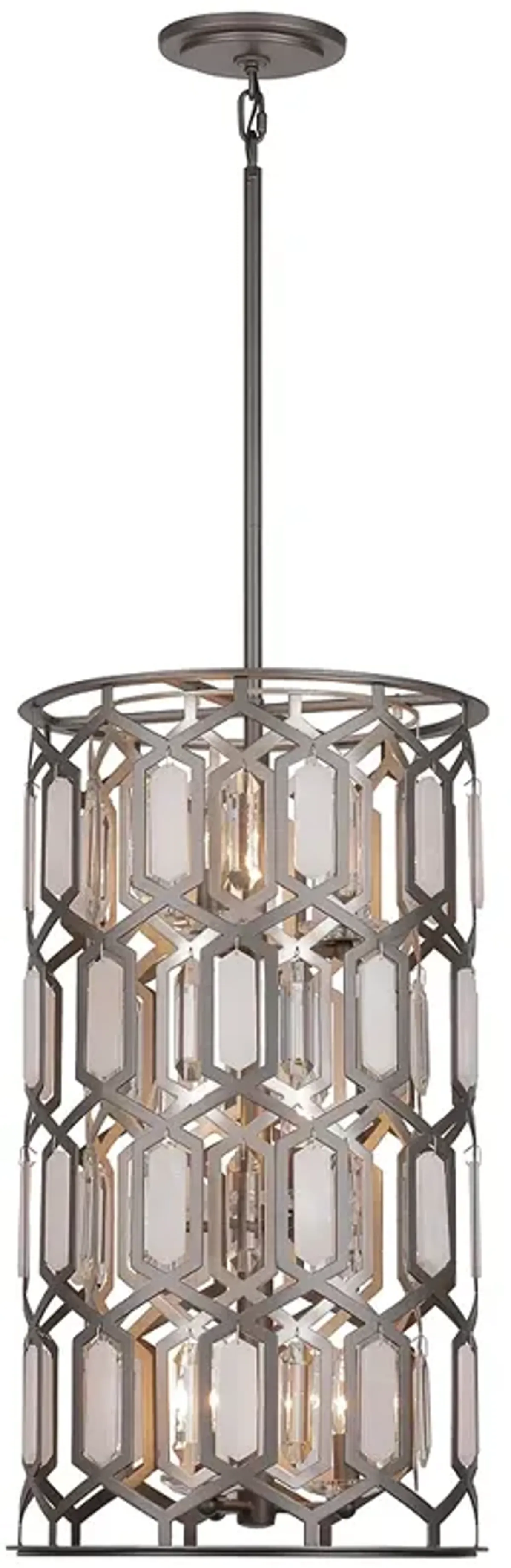 Minka-Lavery Hexly 9-Light Bronze and Sultry Silver Foyer Pendant