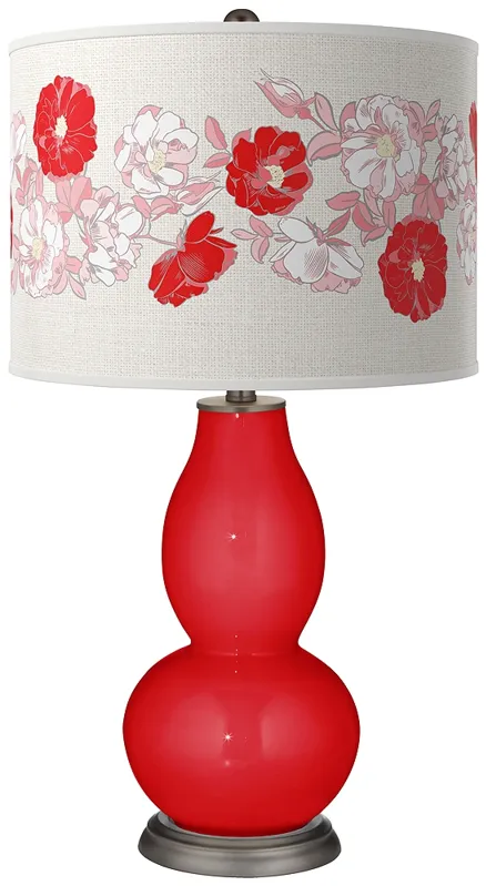Color Plus Double Gourd 29 1/2" Rose Bouquet Bright Red Table Lamp