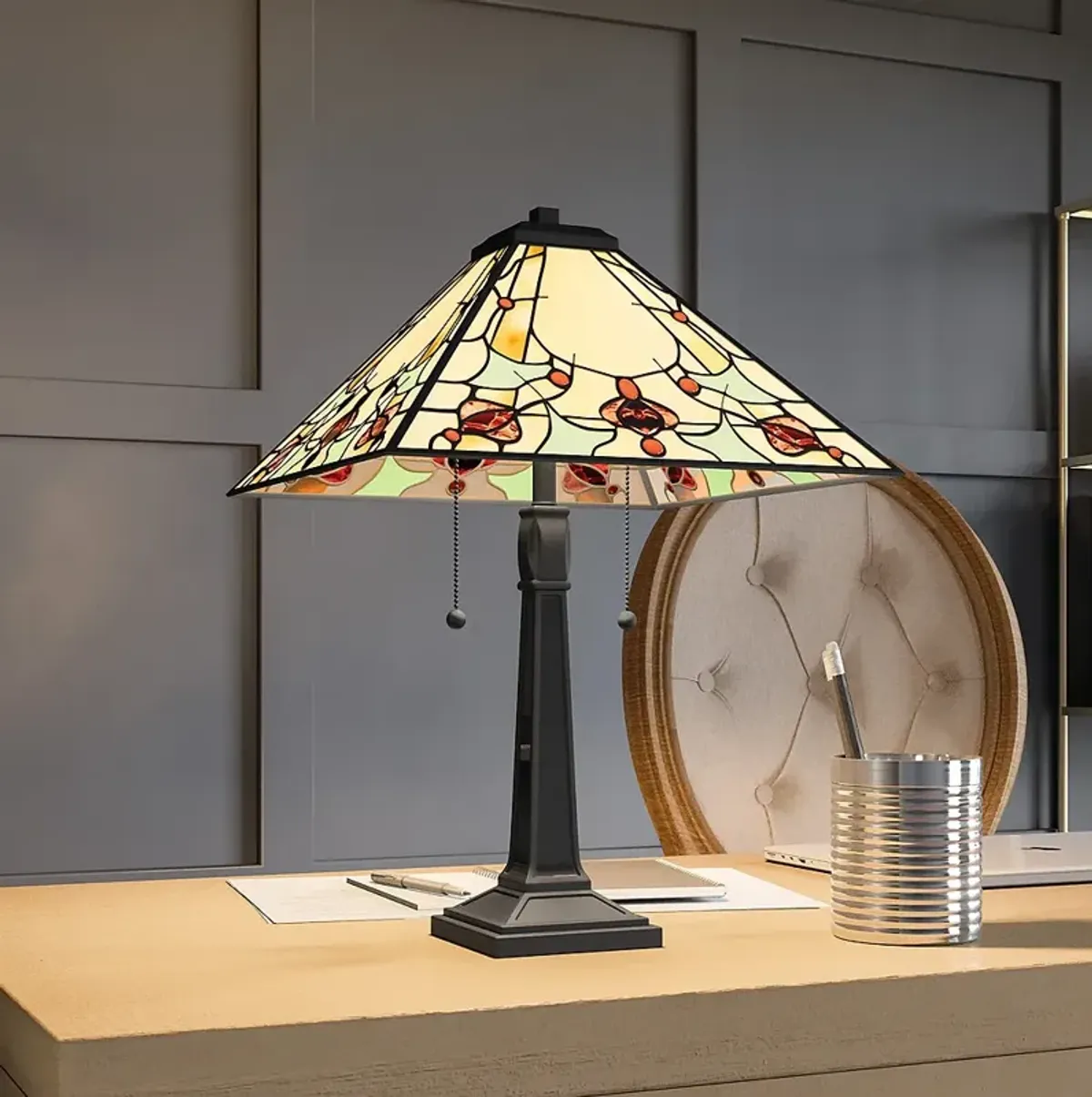 Quoizel Westwind 22 1/2" High Matte Black Art Glass Table Lamp
