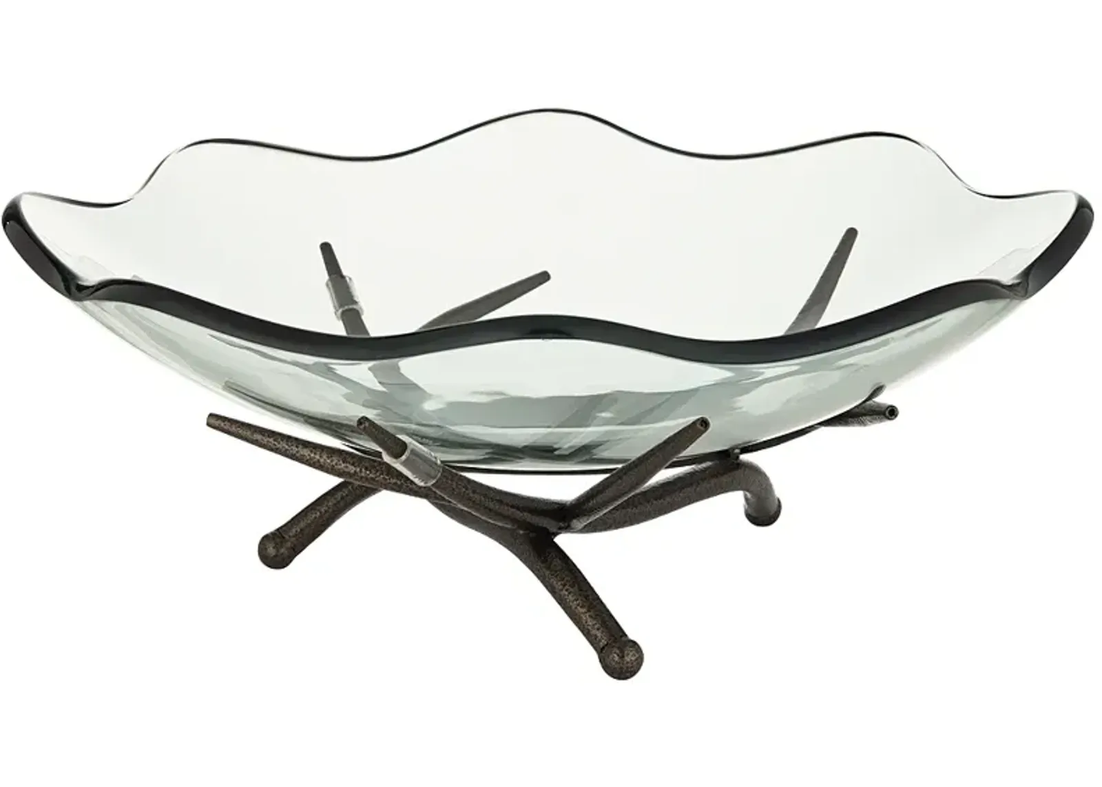 Tidalist Black Metal and Clear Glass Wave Decorative Bowl