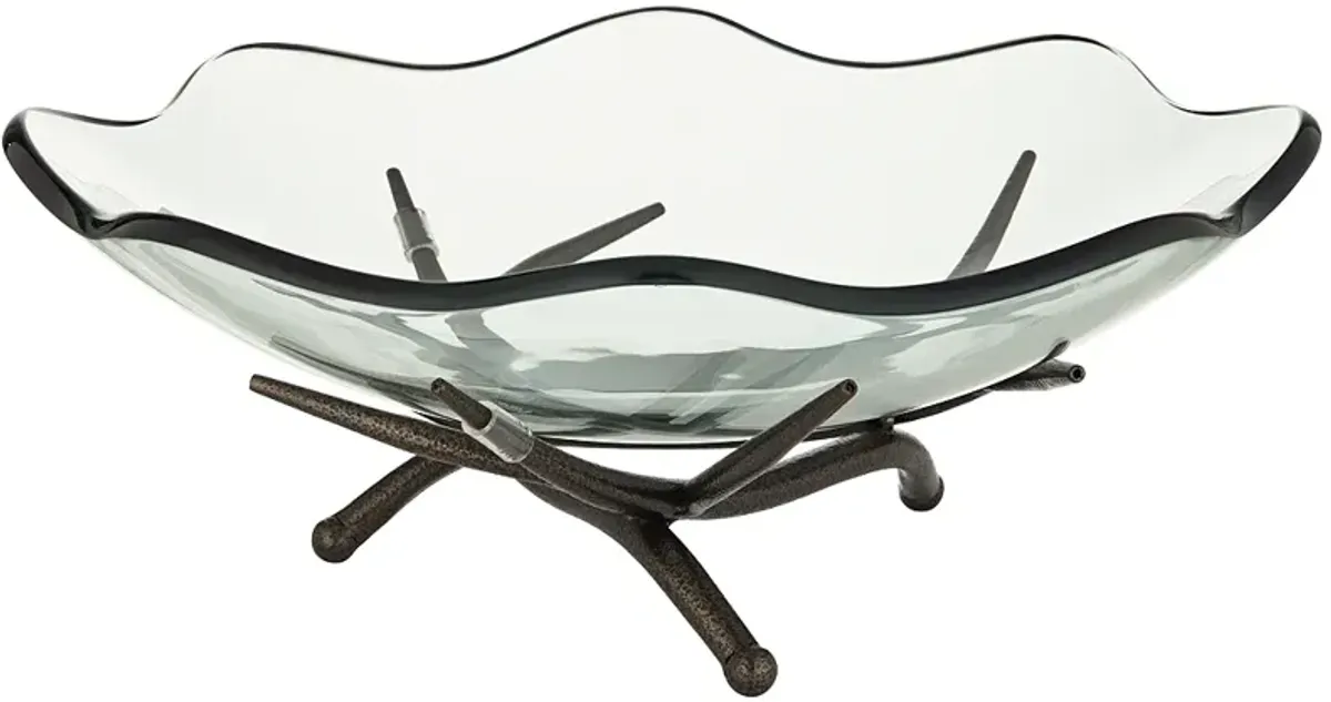 Tidalist Black Metal and Clear Glass Wave Decorative Bowl