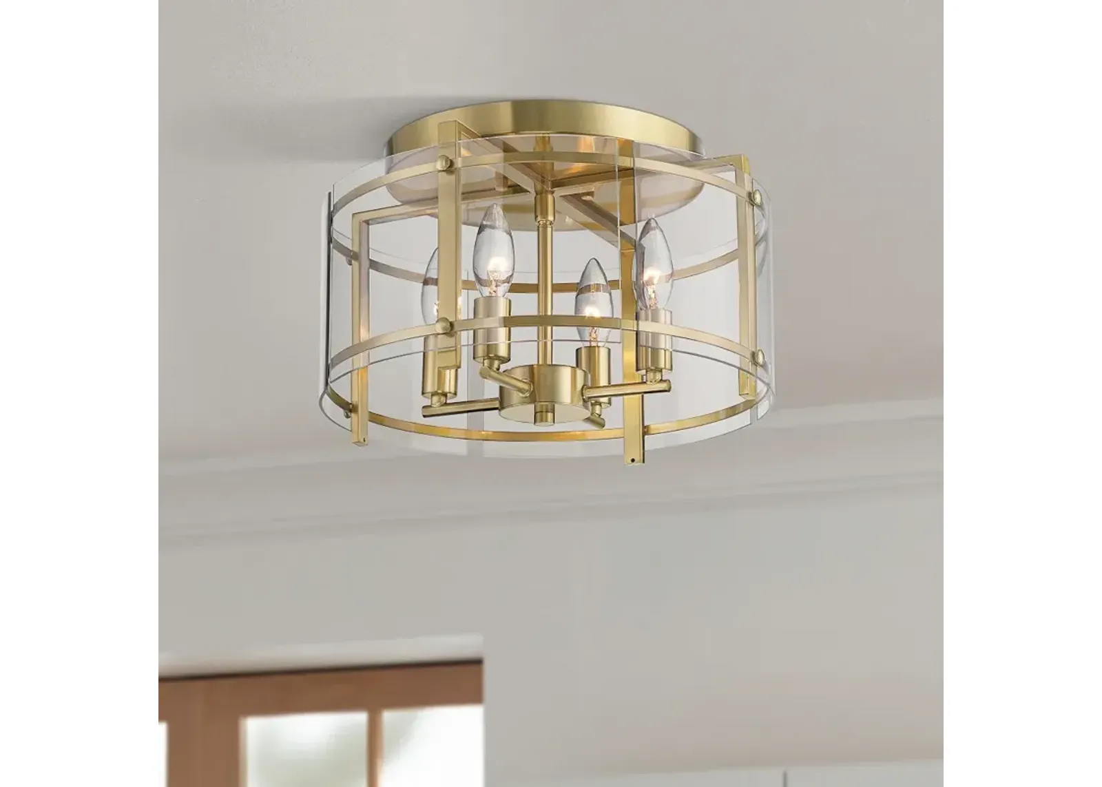 Possini Euro Raye 13 3/4"W Soft Gold 4-Light Ceiling Light