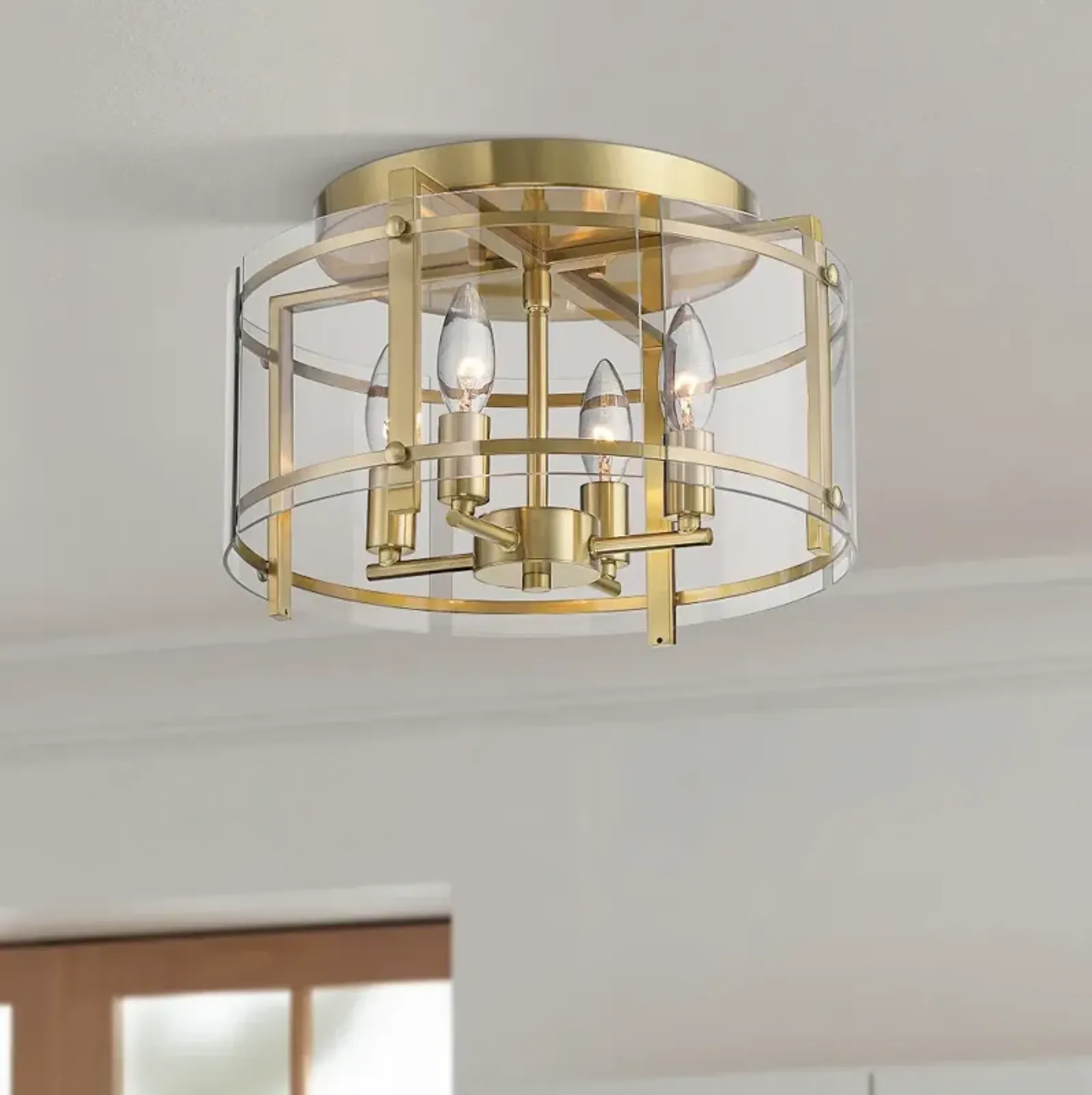 Possini Euro Raye 13 3/4"W Soft Gold 4-Light Ceiling Light