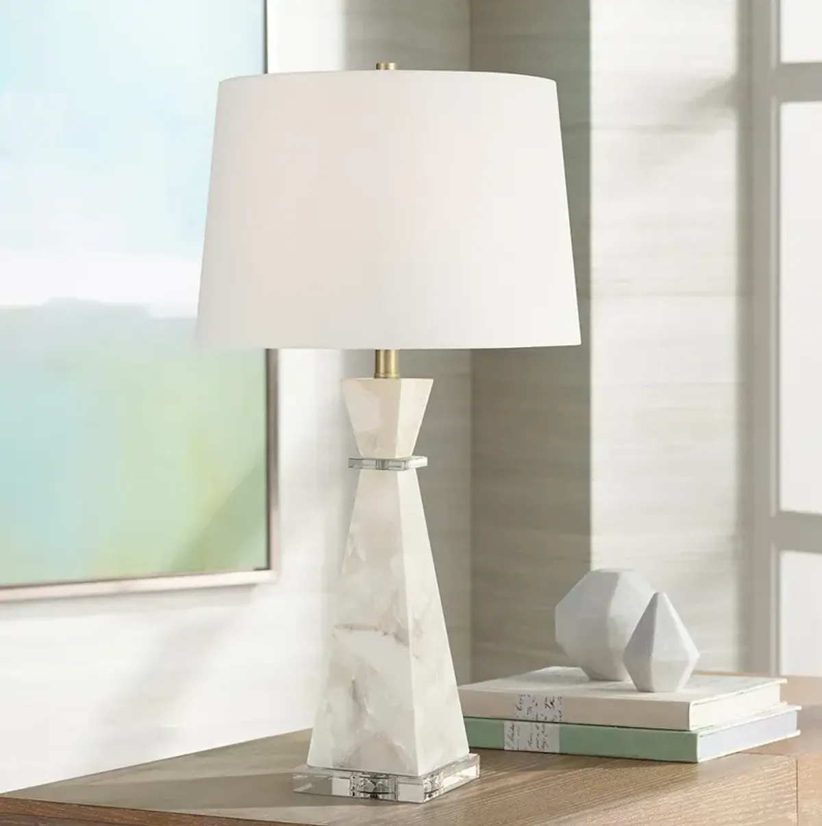 Possini Euro Marcy 28" High Alabaster Table Lamp