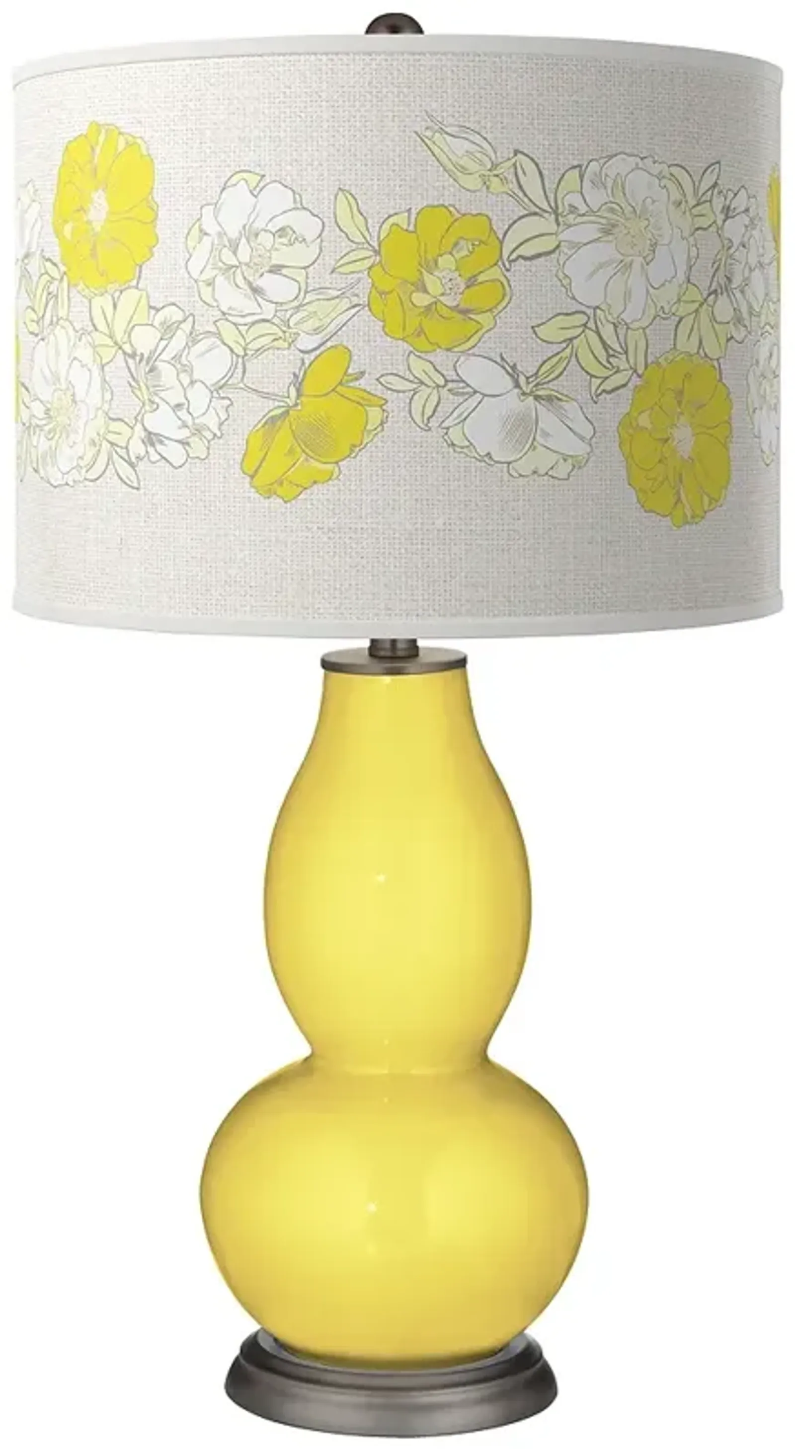 Color Plus Double Gourd 29 1/2" Rose Bouquet Lemon Twist Yellow Lamp