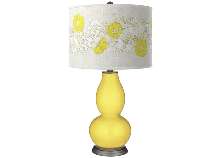 Color Plus Double Gourd 29 1/2" Rose Bouquet Lemon Twist Yellow Lamp