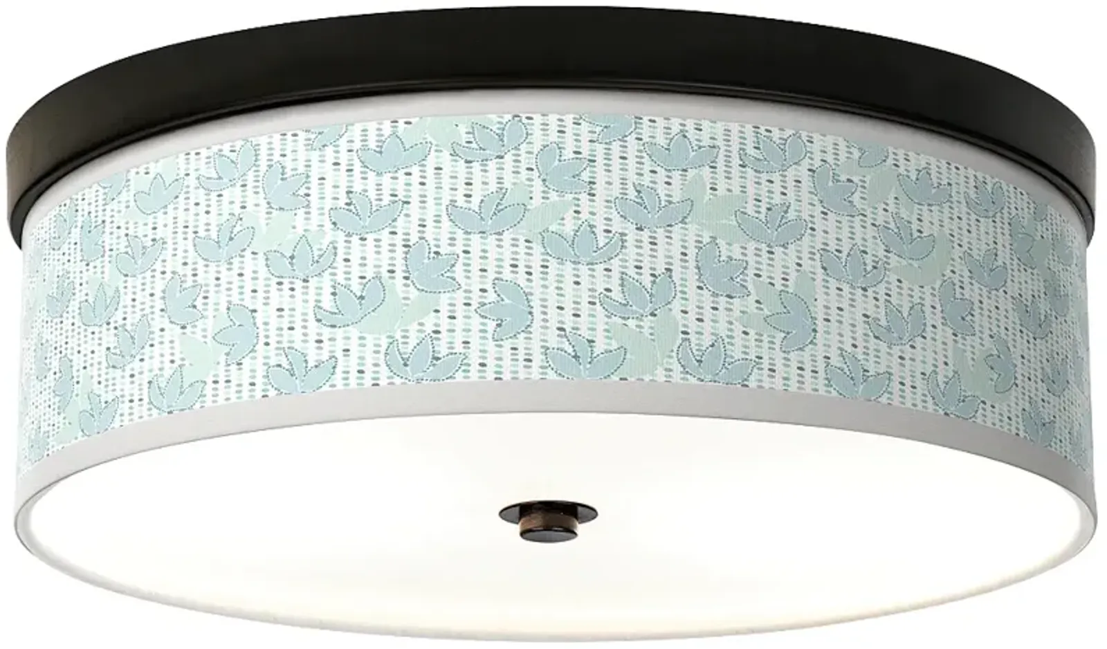 Giclee Gallery Spring Blue Pattern 14" Wide Bronze LED Ceiling Light