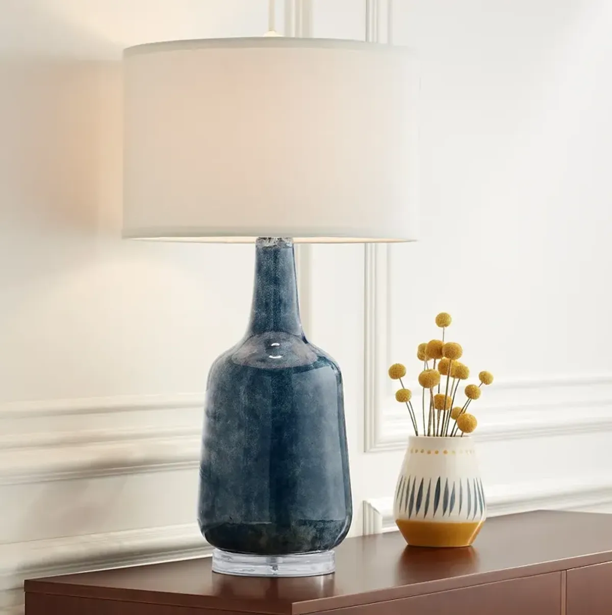 Possini Euro Collin 26 3/4" Blue Modern Coastal Ceramic Table Lamp