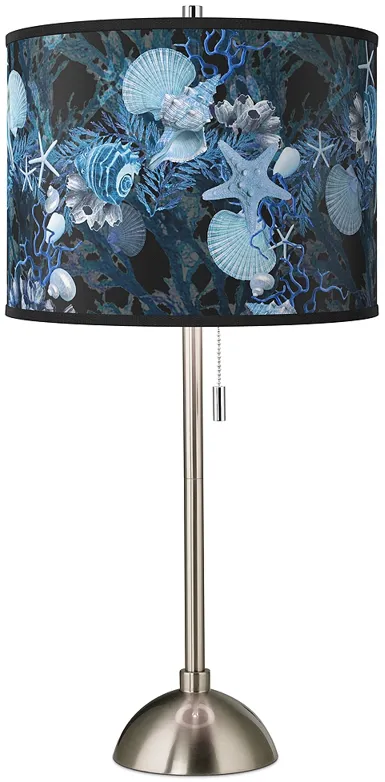 Blue Seas Giclee Brushed Nickel Table Lamp