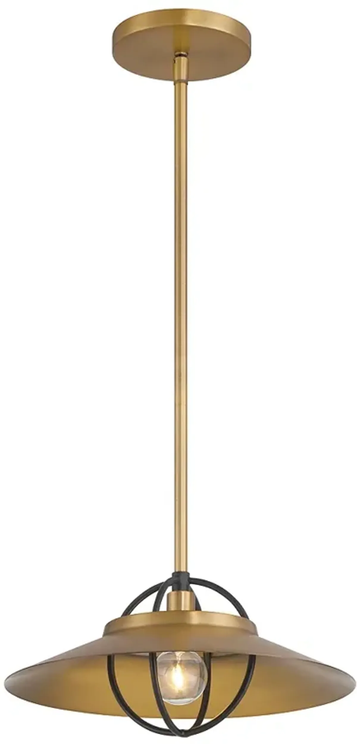 Minka-Lavery Newburie 1-Light 12-in Brass and Matte Black Indoor Pendant