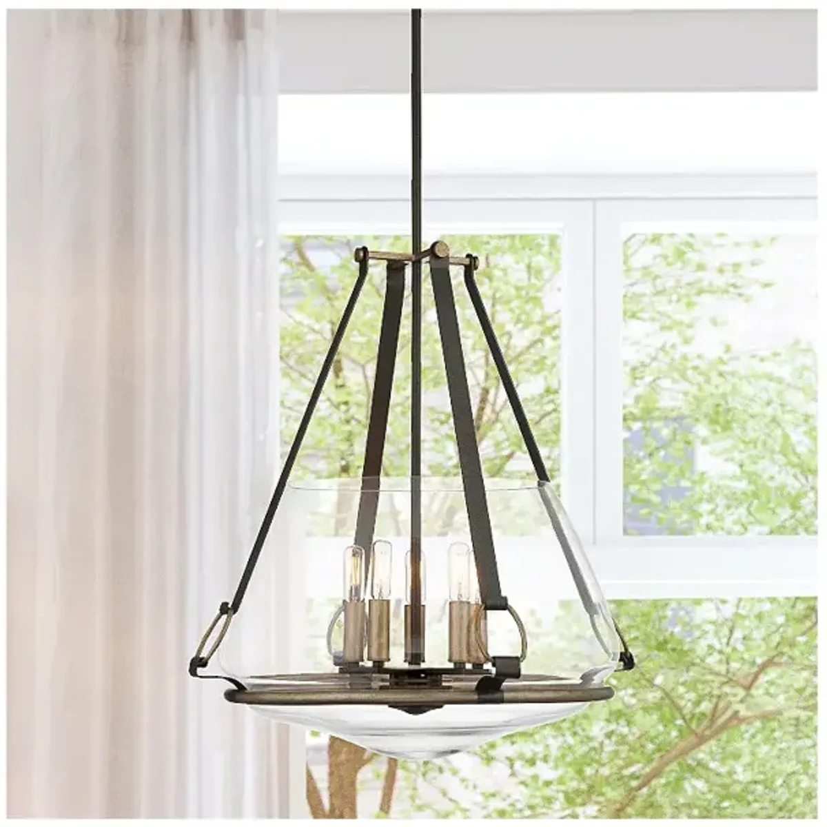 Minka Eden Valley 22" Wide Smoked Iron w/ Aged Gold 5-Light Chandelier