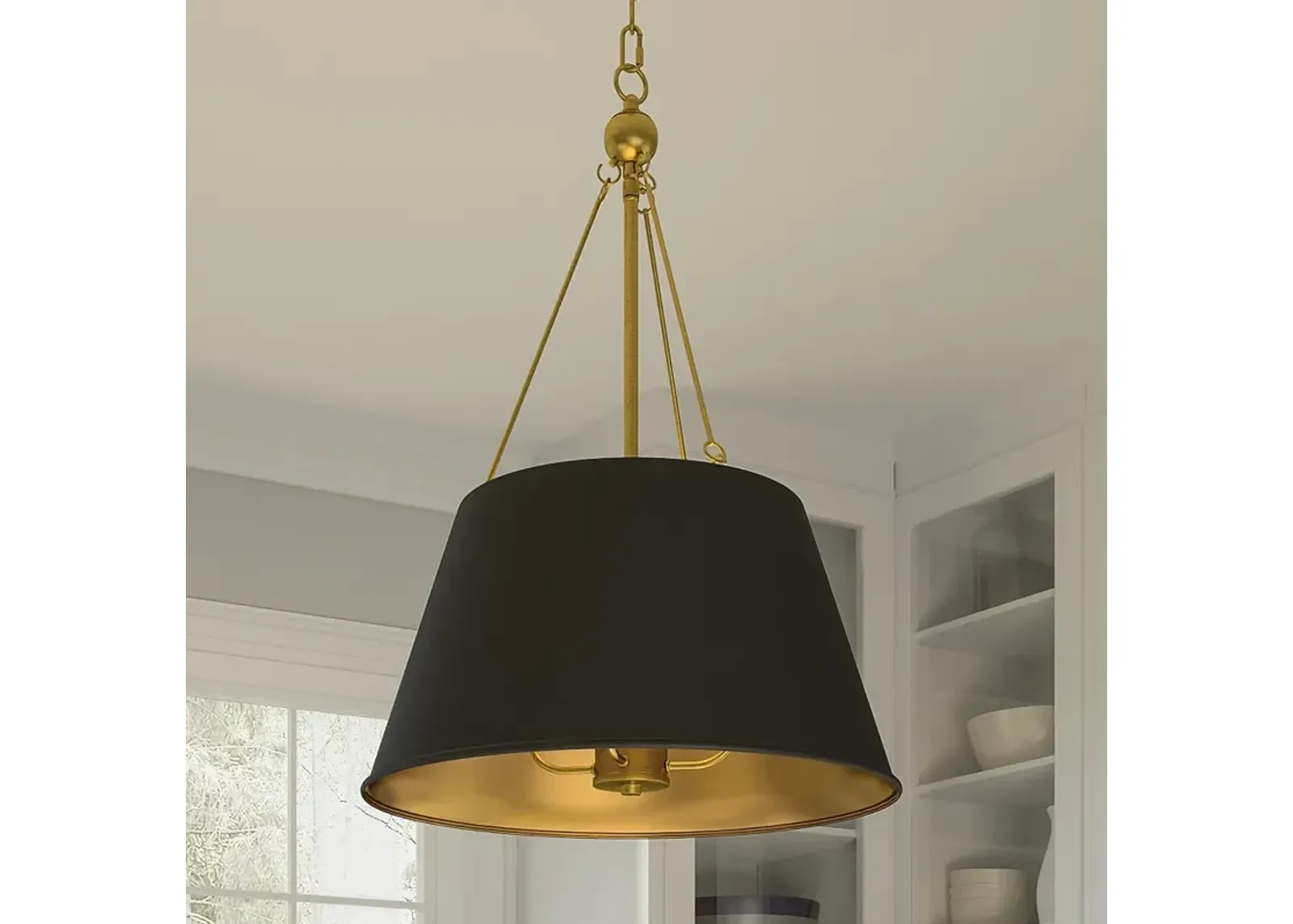 Quoizel Aberdale 18 1/2" Wide Gold and Matte Black Shade Pendant