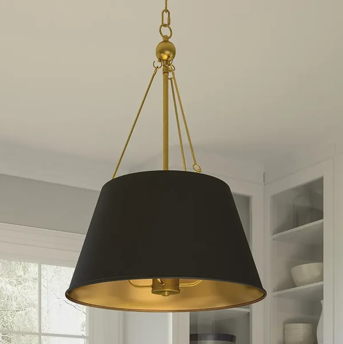 Quoizel Aberdale 18 1/2" Wide Gold and Matte Black Shade Pendant