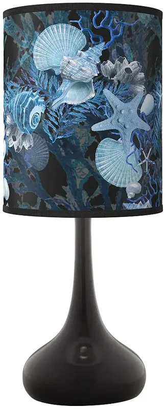 Blue Seas Giclee Black Droplet Table Lamp