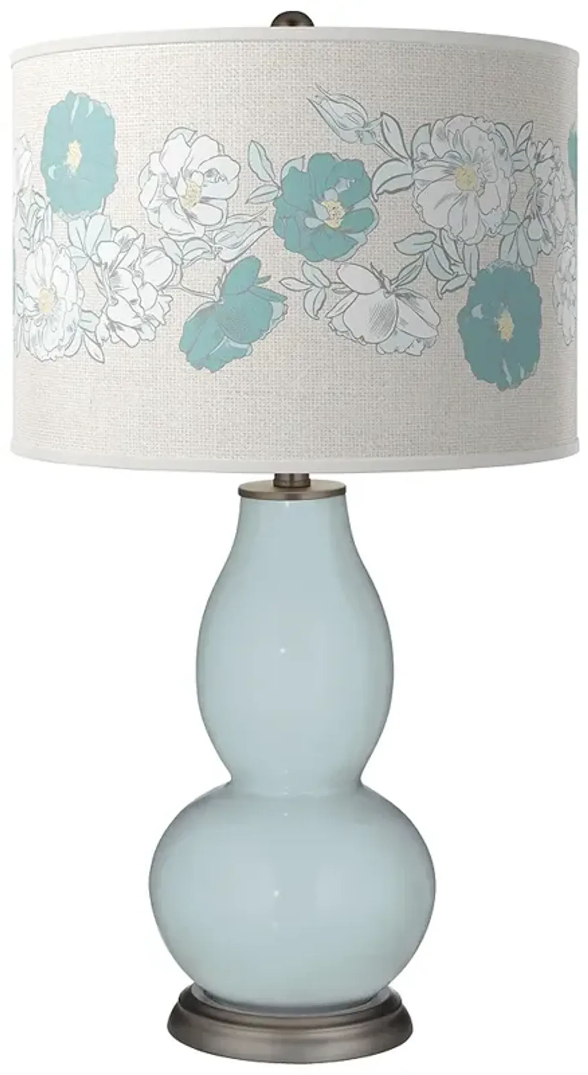 Color Plus Double Gourd 29 1/2" Rose Bouquet Rain Blue Table Lamp