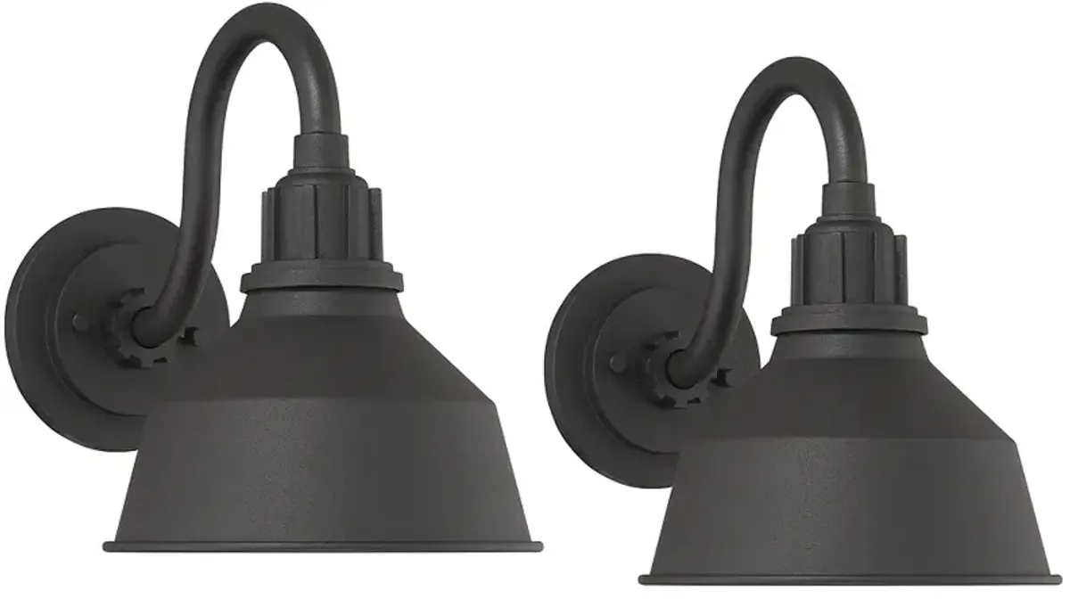 Franklin Iron Works Arnett 8" Wide Black Barn Light Sconces Set of 2