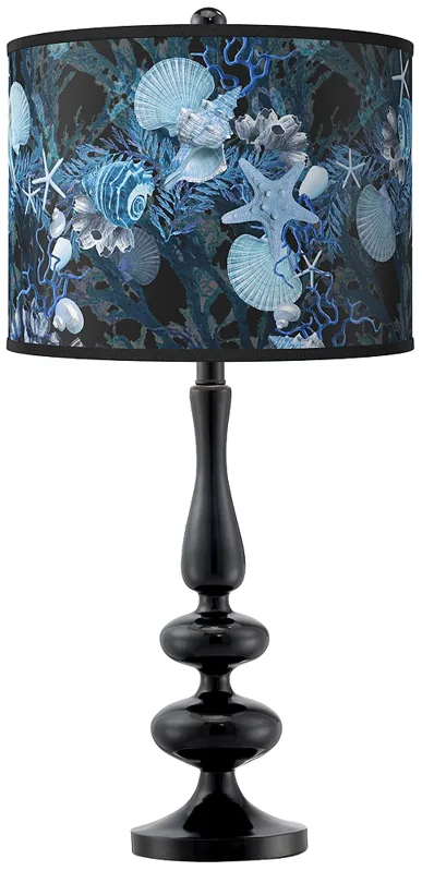 Blue Seas Giclee Paley Black Table Lamp