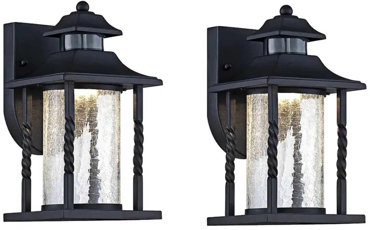 Westray 11 1/2"H Black Motion Sensor LED Outdoor Wall Light Set of 2