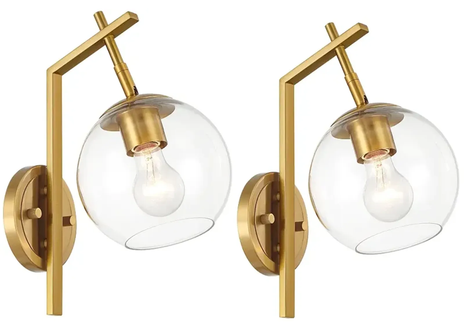 Georgia 14" High Antique Brass and Glass Wall Sconce Set of 2