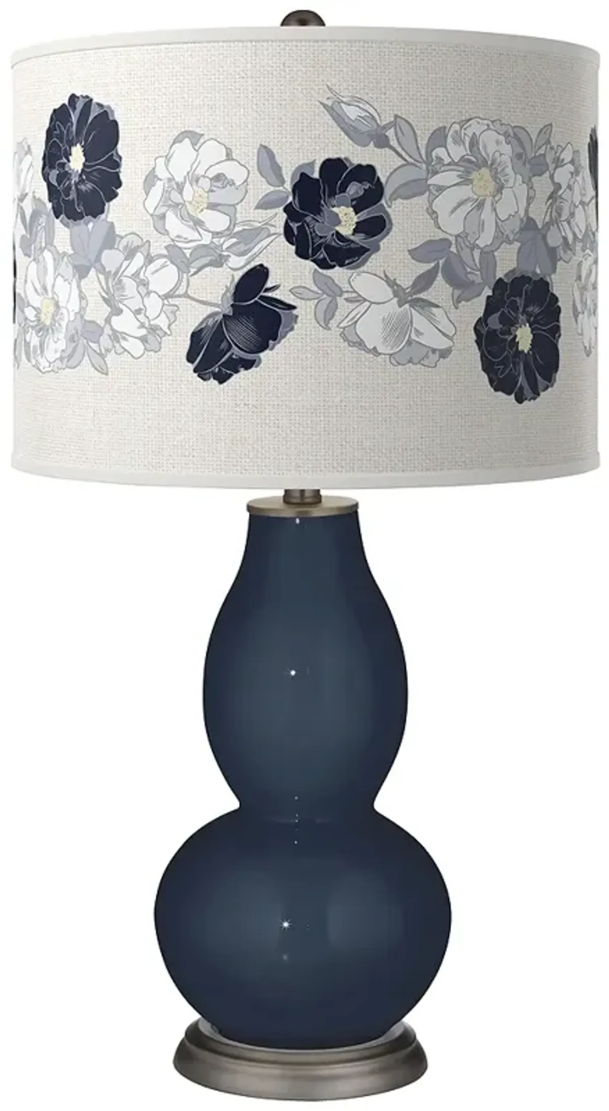 Color Plus Double Gourd 29 1/2" Rose Bouquet Naval Blue Table Lamp