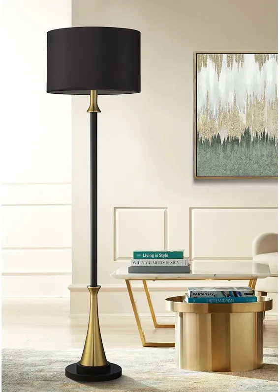 Possini Euro Burbank 70" Tall Floor Lamp with Black Shade and Dimmer