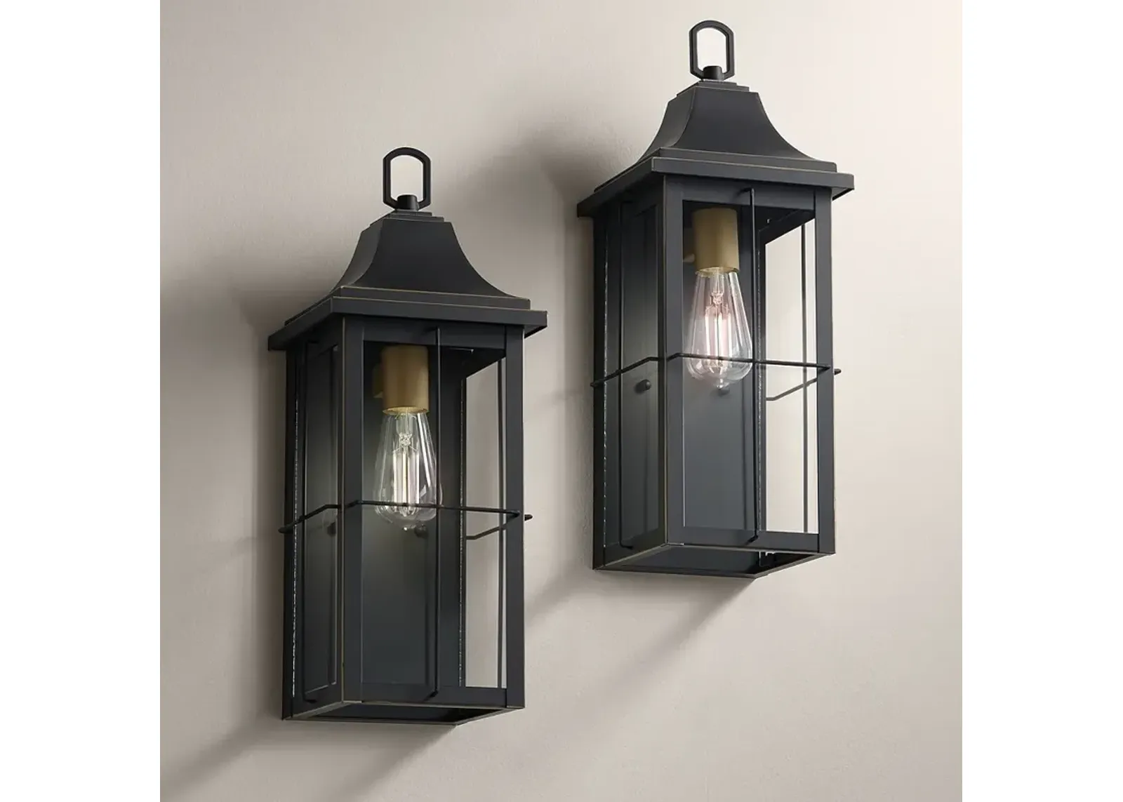 Sunderland 18 1/2" High Black Finish Steel Wall Sconce Set of 2