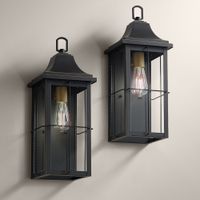 Sunderland 18 1/2" High Black Finish Steel Wall Sconce Set of 2
