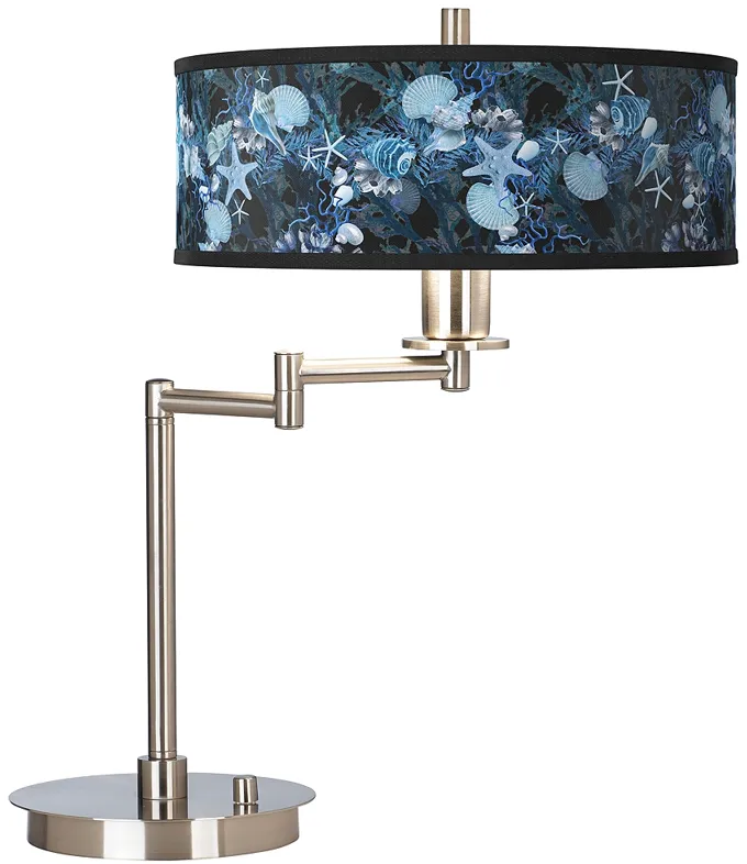 Giclee Gallery 20 1/2" Blue Seas Shade Modern LED Swing Arm Desk Lamp