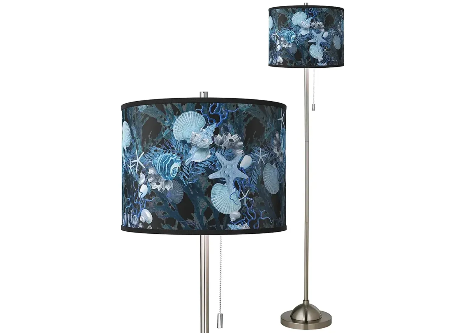 Blue Seas Brushed Nickel Pull Chain Floor Lamp