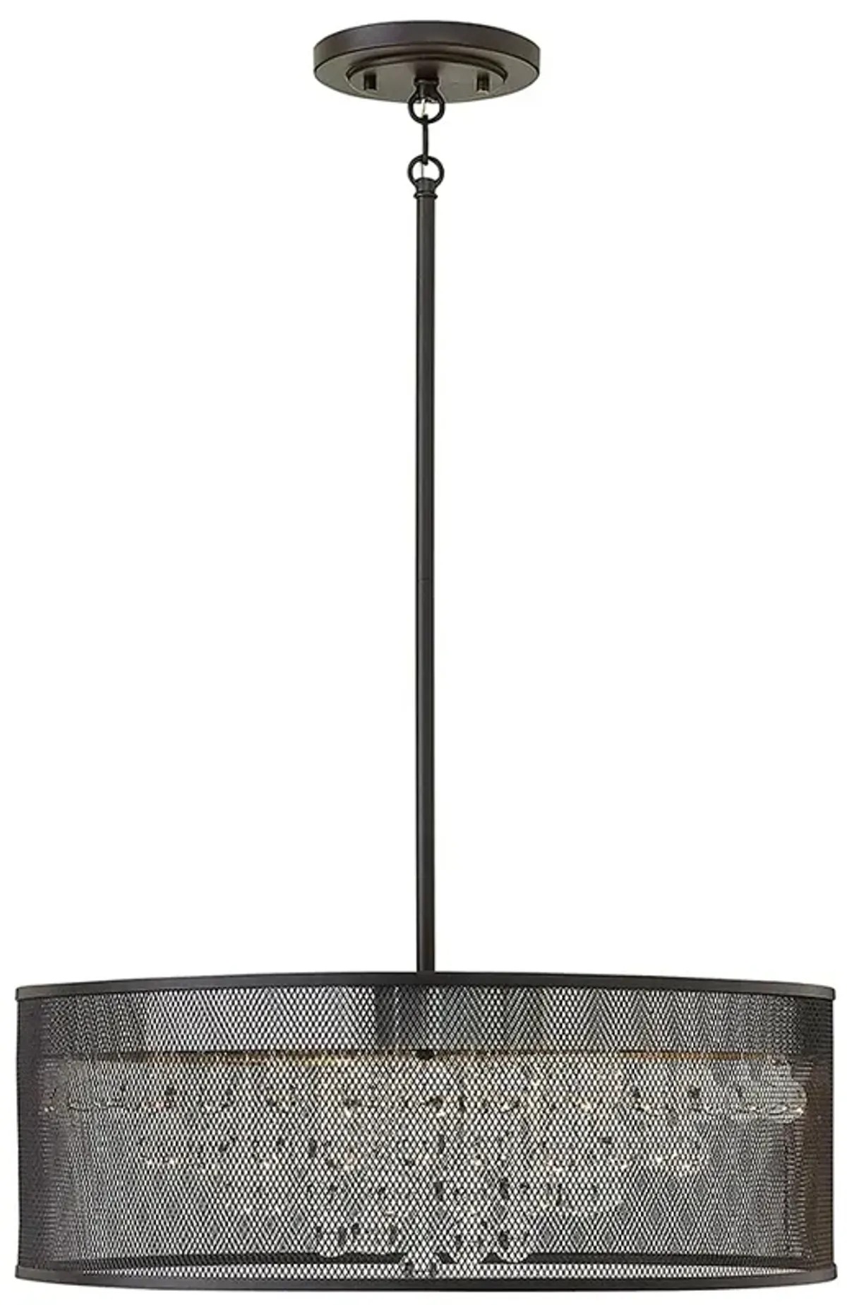 Hinkley Fiona 25"W Black and Clear Glass Drum Pendant Light