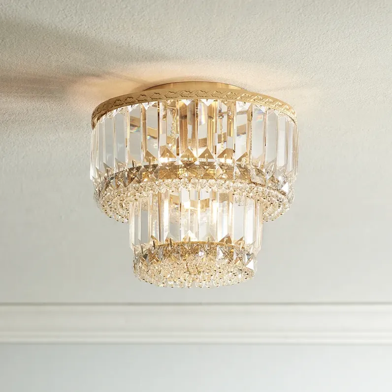 Magnificence 10 1/2"W Soft Gold Crystal LED Ceiling Light