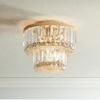Magnificence 10 1/2"W Soft Gold Crystal LED Ceiling Light