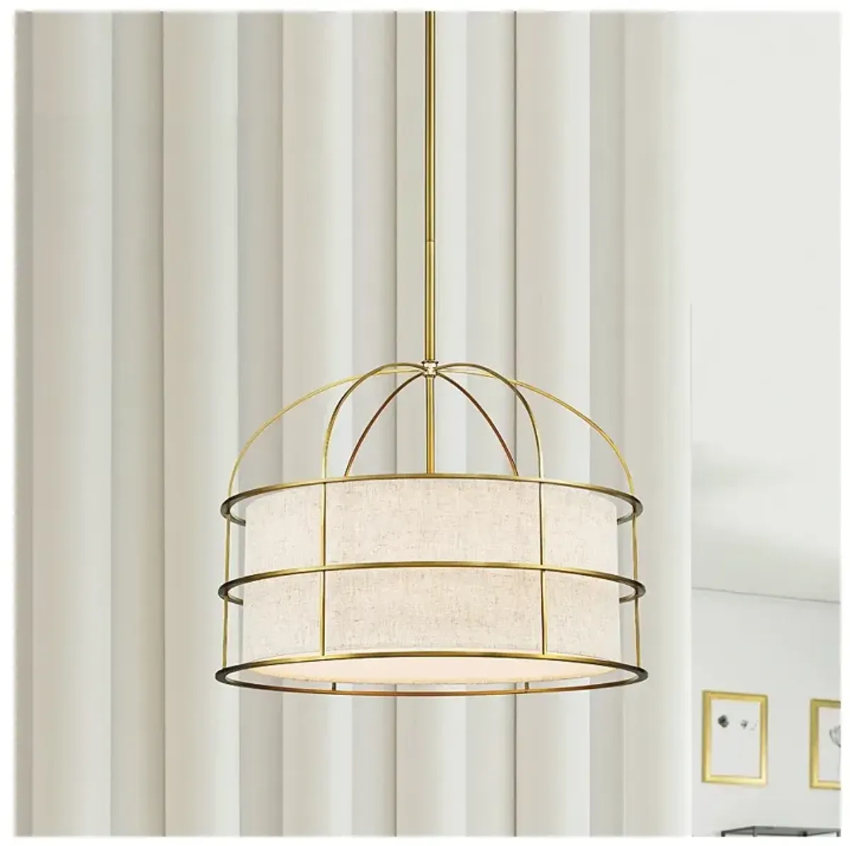 Gateway Park 20" Wide Soft Brass 5-Light Drum Pendant