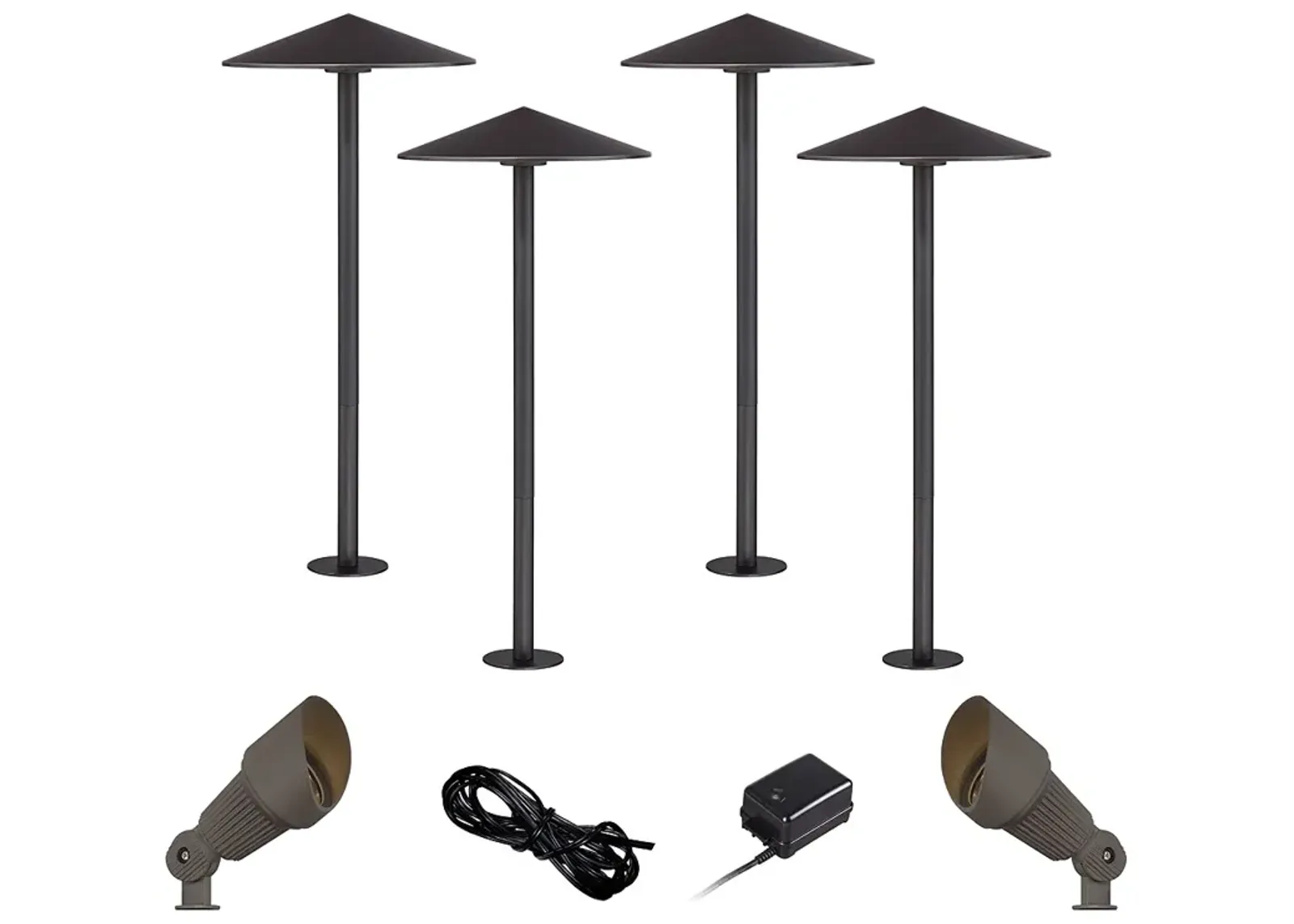 Kobe Bronze 8-Piece LED Landscape Path and Spot Light Set