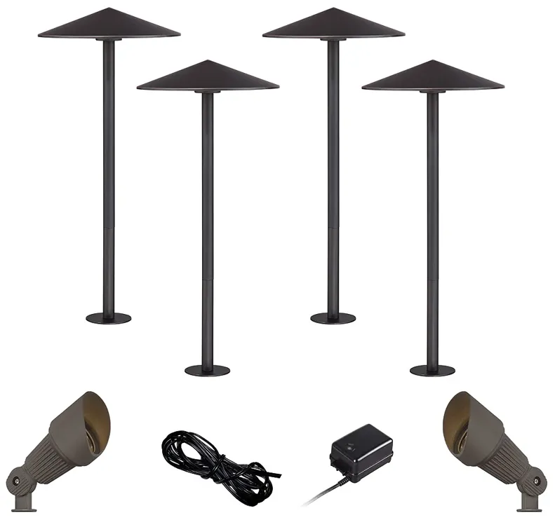 Kobe Bronze 8-Piece LED Landscape Path and Spot Light Set