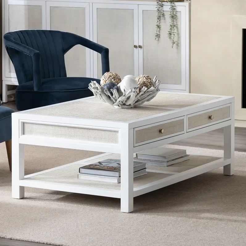 White Solid Wood Rectangle Coffee Table_Cocktail Table