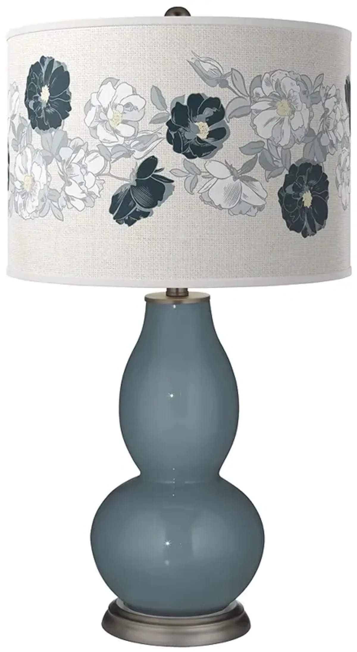 Color Plus Double Gourd 29 1/2" Rose Bouquet Smoky Blue Table Lamp