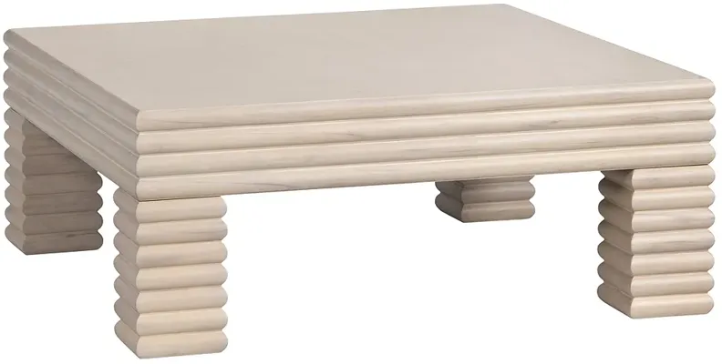 Cream Solid Wood Square Coffee Table_Cocktail Table